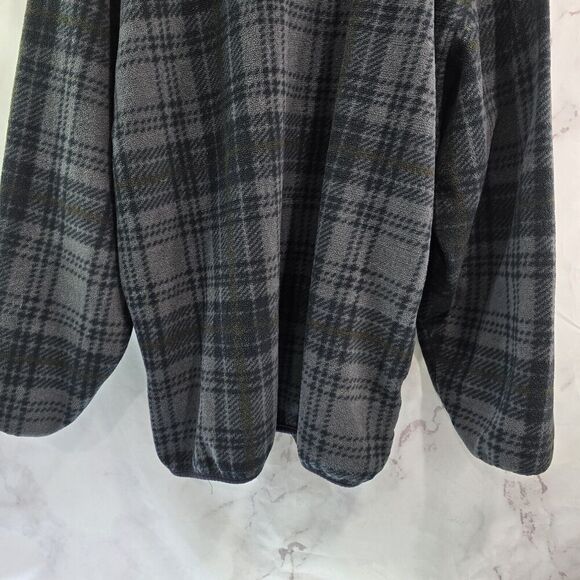 Fleece Vintage Pullover Mens Large Gray Quarter Zip 90s Jacket Sweater Plaid - Picture 8 of 12